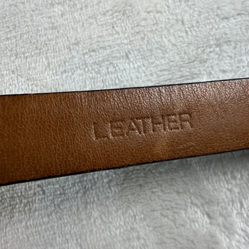 Ann Taylor Belt‎ Womens S Brown Lizard Embossed Leather Silver Buckle Timeless